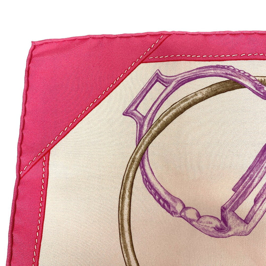 HERMES scarf silk pink PROJETS CARRES Planning ability Carre90 Women Used Authentic