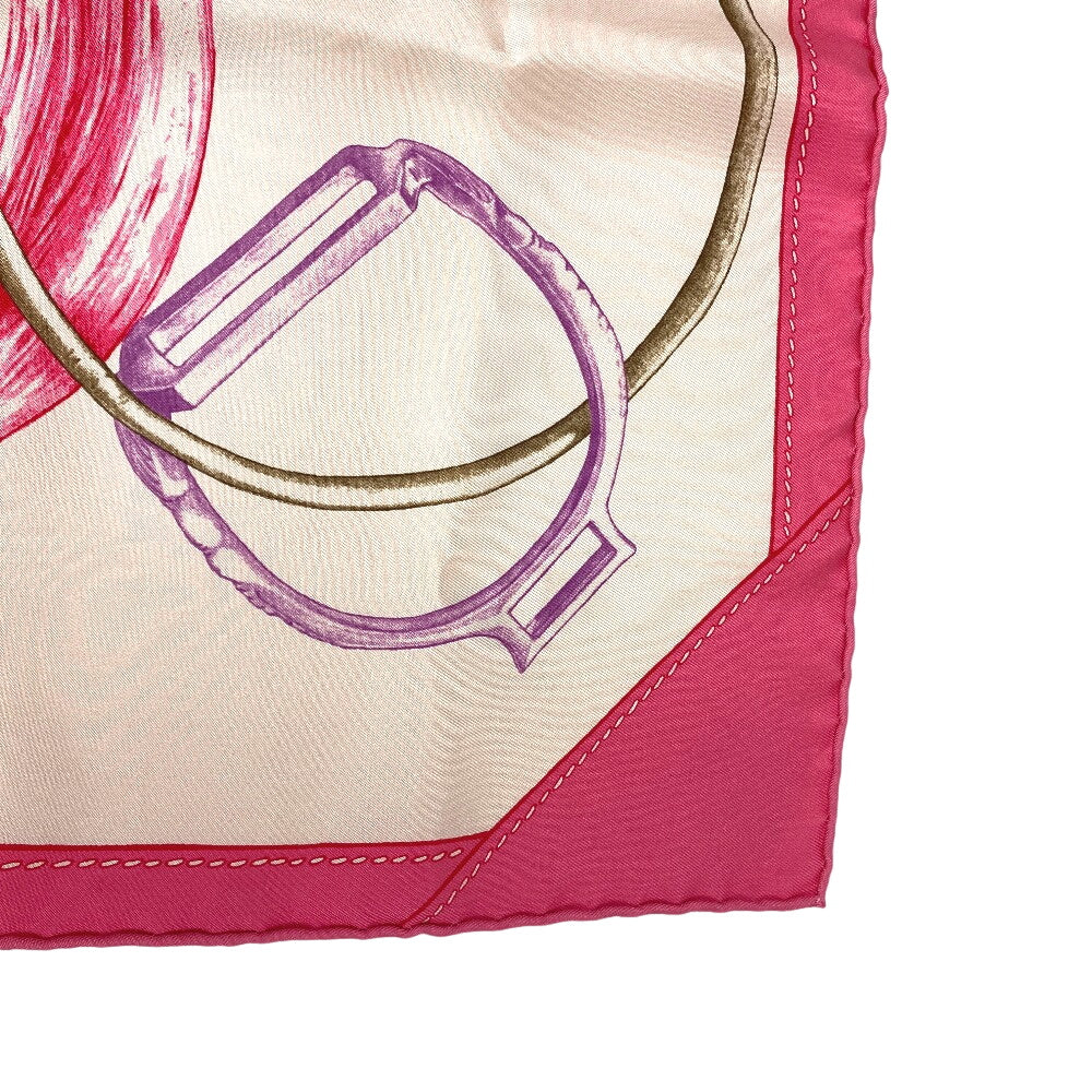 HERMES scarf silk pink PROJETS CARRES Planning ability Carre90 Women Used Authentic