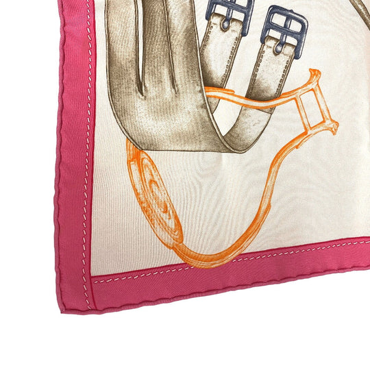 HERMES scarf silk pink PROJETS CARRES Planning ability Carre90 Women Used Authentic