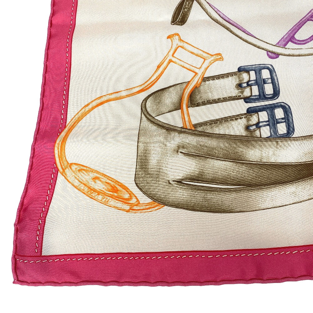 HERMES scarf silk pink PROJETS CARRES Planning ability Carre90 Women Used Authentic