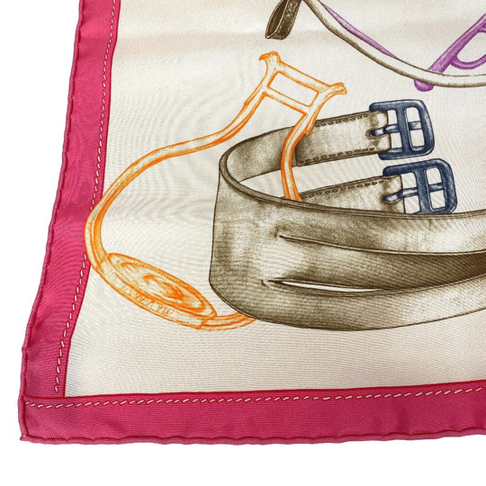HERMES scarf silk pink PROJETS CARRES Planning ability Carre90 Women Used Authentic
