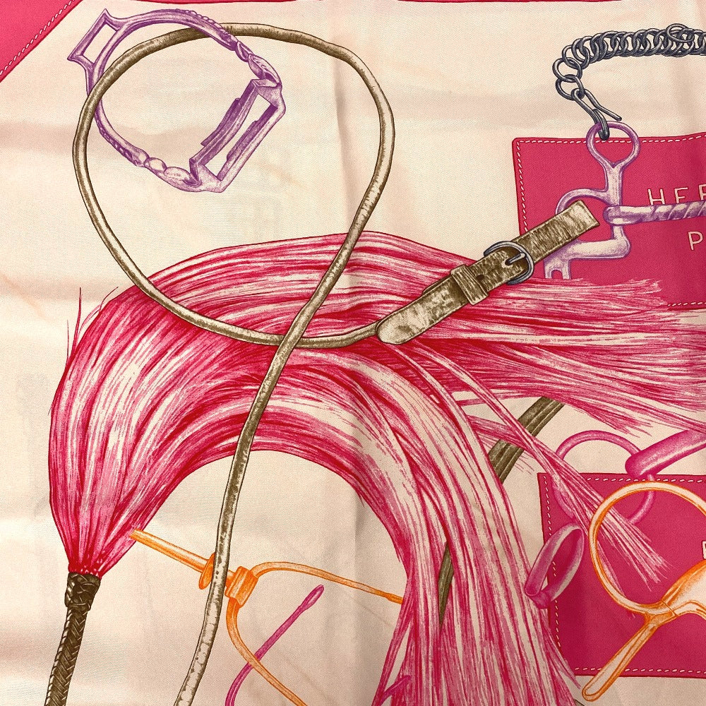 HERMES scarf silk pink PROJETS CARRES Planning ability Carre90 Women Used Authentic