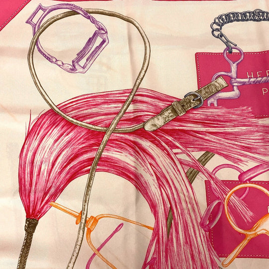 HERMES scarf silk pink PROJETS CARRES Planning ability Carre90 Women Used Authentic