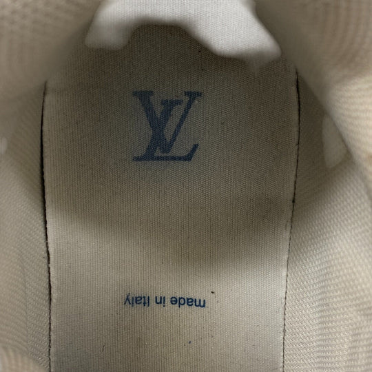 LOUIS VUITTON sneakers FD0270 Denim, Leather blue Monogram denim mens 7 1/2 Used Authentic