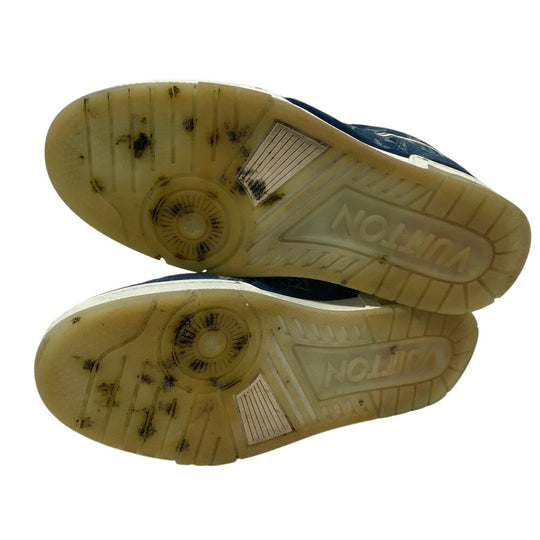 LOUIS VUITTON sneakers FD0270 Denim, Leather blue Monogram denim mens 7 1/2 Used Authentic
