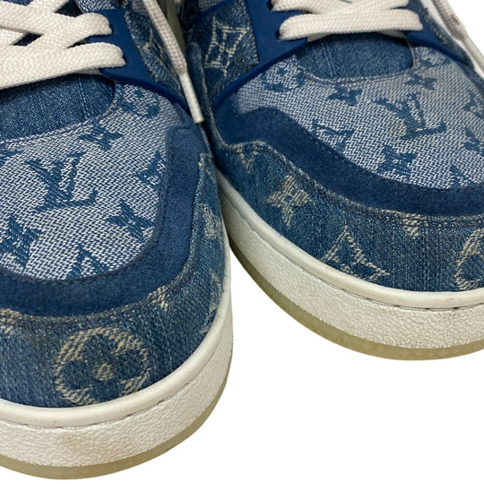 LOUIS VUITTON sneakers FD0270 Denim, Leather blue Monogram denim mens 7 1/2 Used Authentic