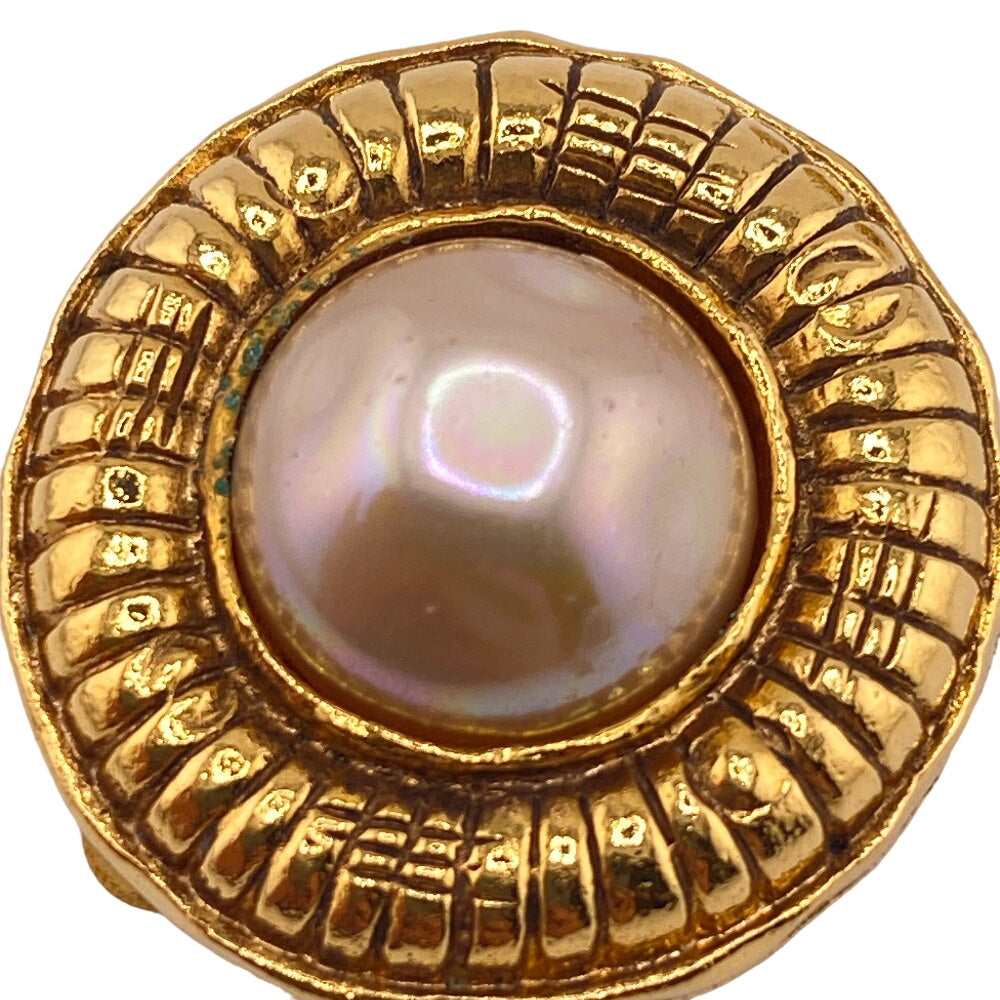 CHANEL Earring Gold Plated gold Fake pearl Women Used Authentic