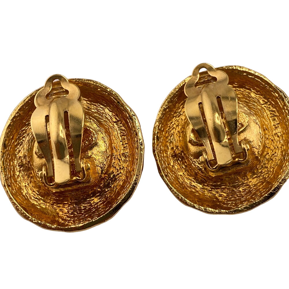 CHANEL Earring Gold Plated gold Fake pearl Women Used Authentic
