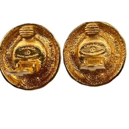 CHANEL Earring Gold Plated gold Fake pearl Women Used Authentic