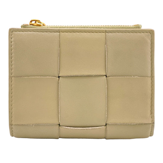 BOTTEGAVENETA Bifold Wallet leather green MAXI INTRECCIATO Women Used Authentic