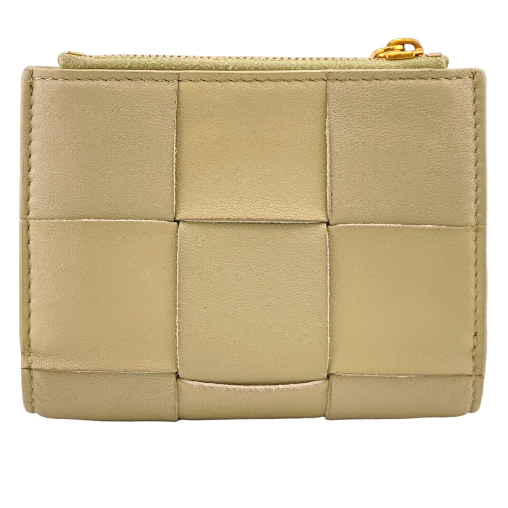BOTTEGAVENETA Bifold Wallet leather green MAXI INTRECCIATO Women Used Authentic