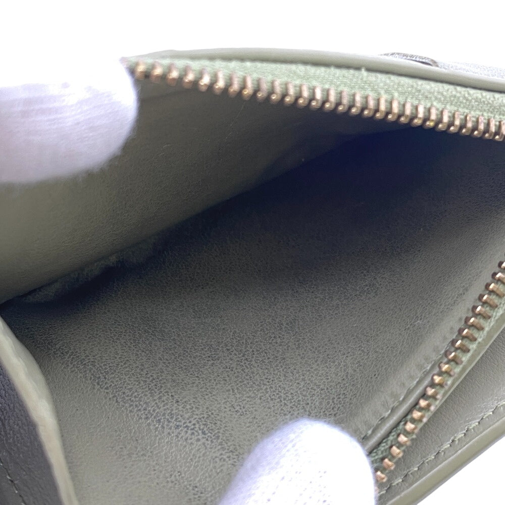 BOTTEGAVENETA Bifold Wallet leather green MAXI INTRECCIATO Women Used Authentic