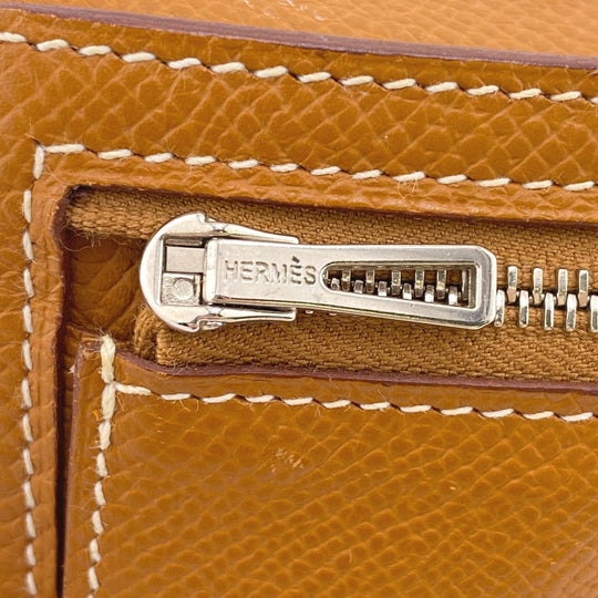 HERMES Long Wallet Purse Epsom Brown Beansufla Women Used Authentic