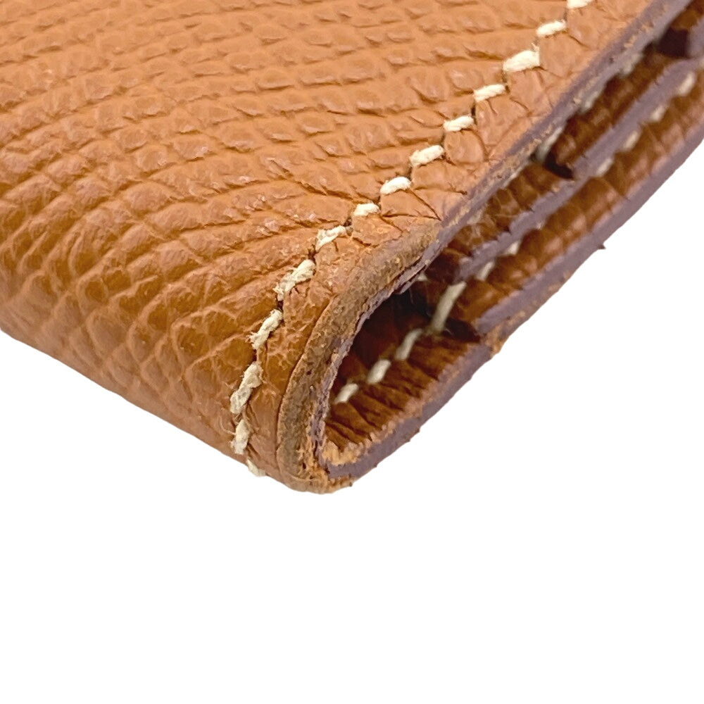 HERMES Long Wallet Purse Epsom Brown Beansufla Women Used Authentic