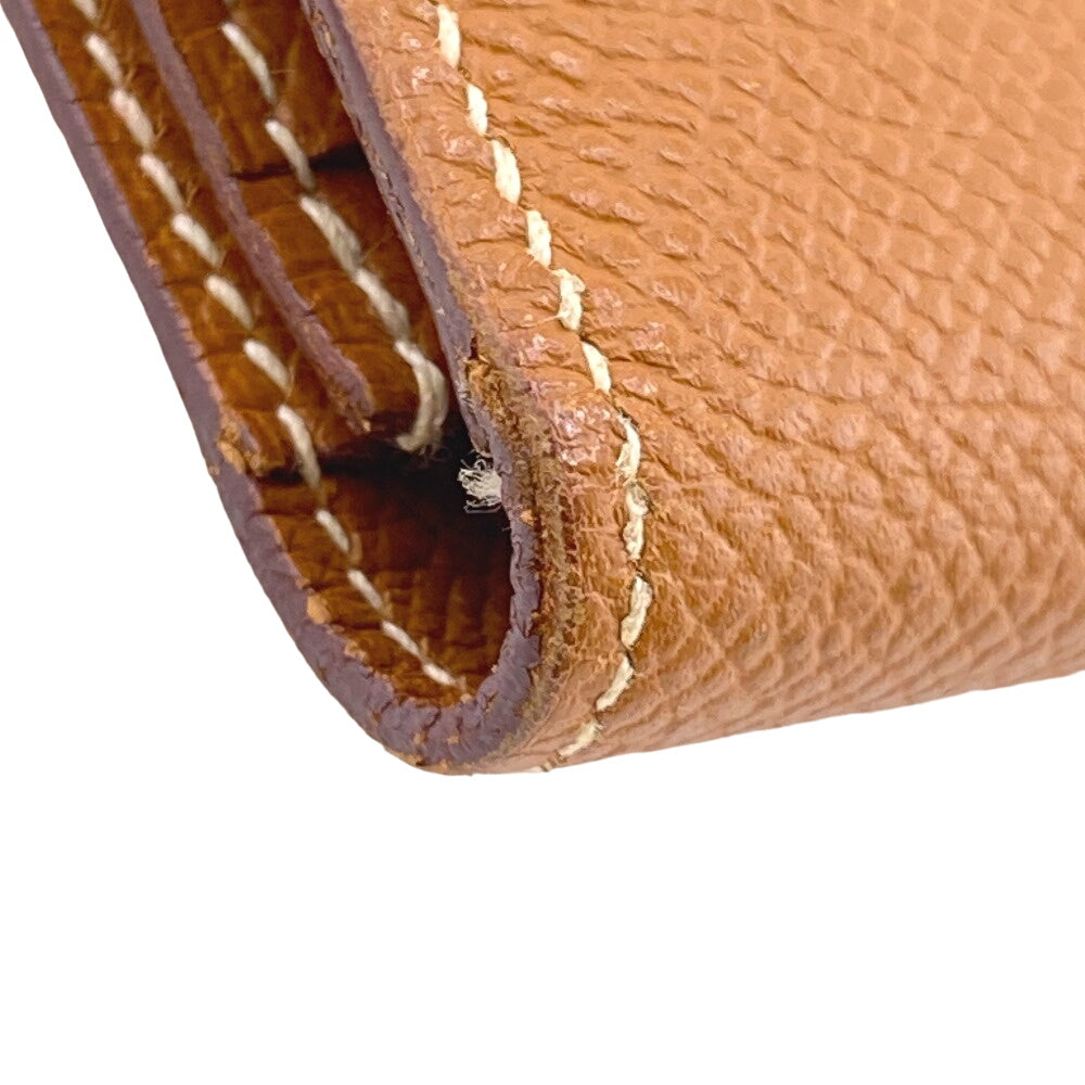 HERMES Long Wallet Purse Epsom Brown Beansufla Women Used Authentic