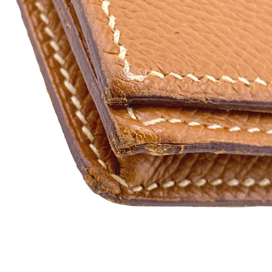 HERMES Long Wallet Purse Epsom Brown Beansufla Women Used Authentic