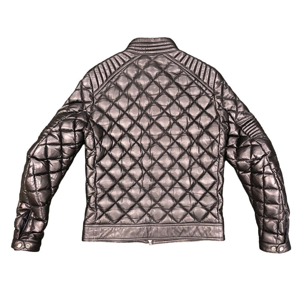 MONCLER Riders jacket leather black quilting mens TG 1 Used Authentic
