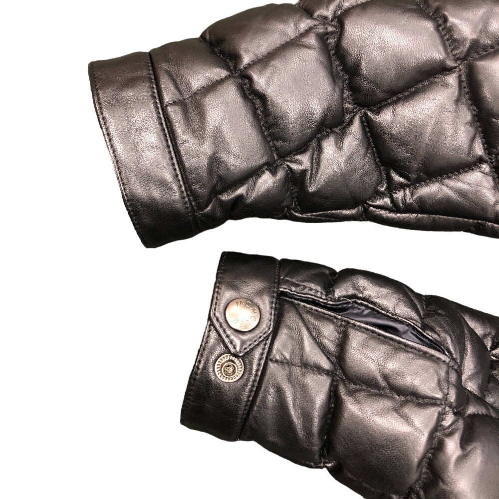 MONCLER Riders jacket leather black quilting mens TG 1 Used Authentic