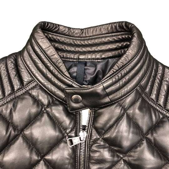 MONCLER Riders jacket leather black quilting mens TG 1 Used Authentic
