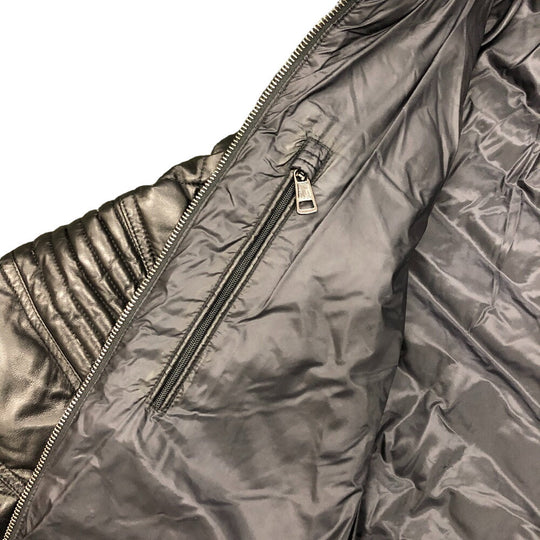 MONCLER Riders jacket leather black quilting mens TG 1 Used Authentic