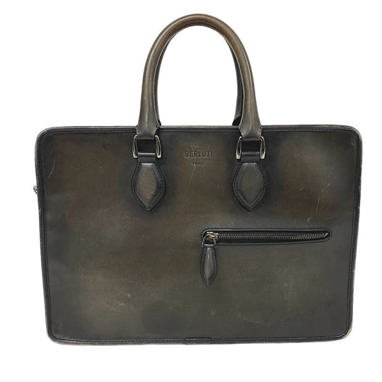 Berluti Business bag leather Brown Briefcase initial Anjoul mens Used Authentic