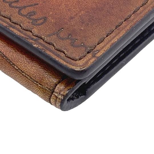 Berluti Card Case leather Brown name card holder Calligraphy Hall mark mens Used Authentic