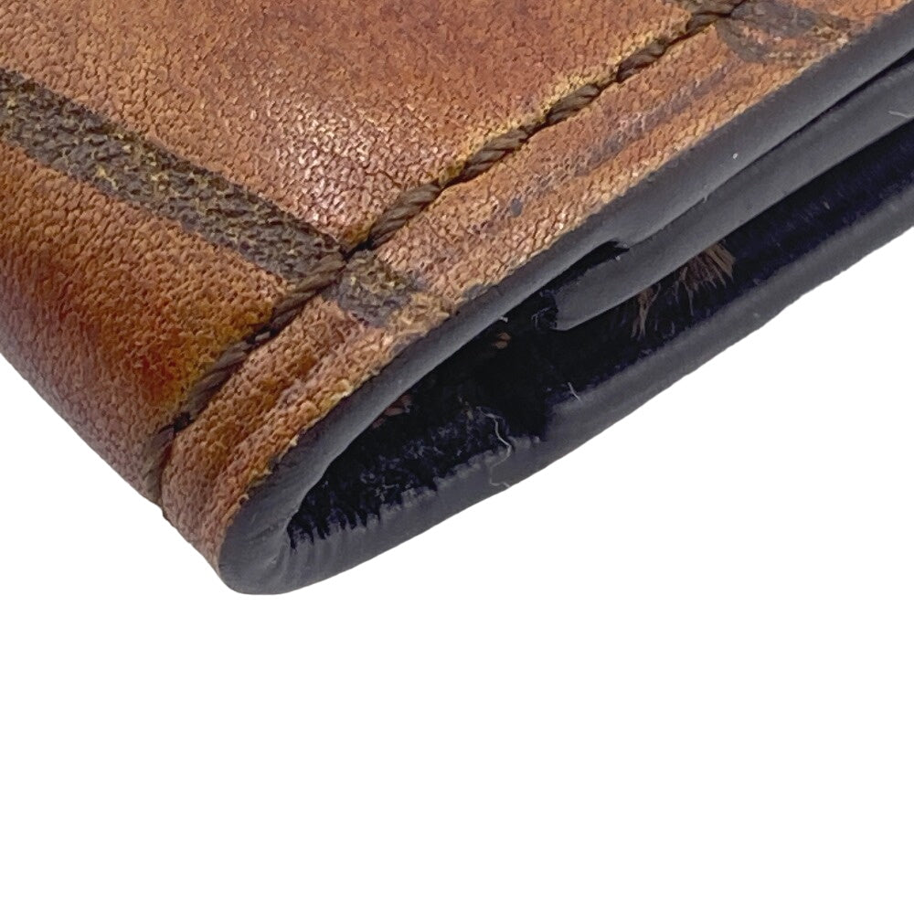 Berluti Card Case leather Brown name card holder Calligraphy Hall mark mens Used Authentic