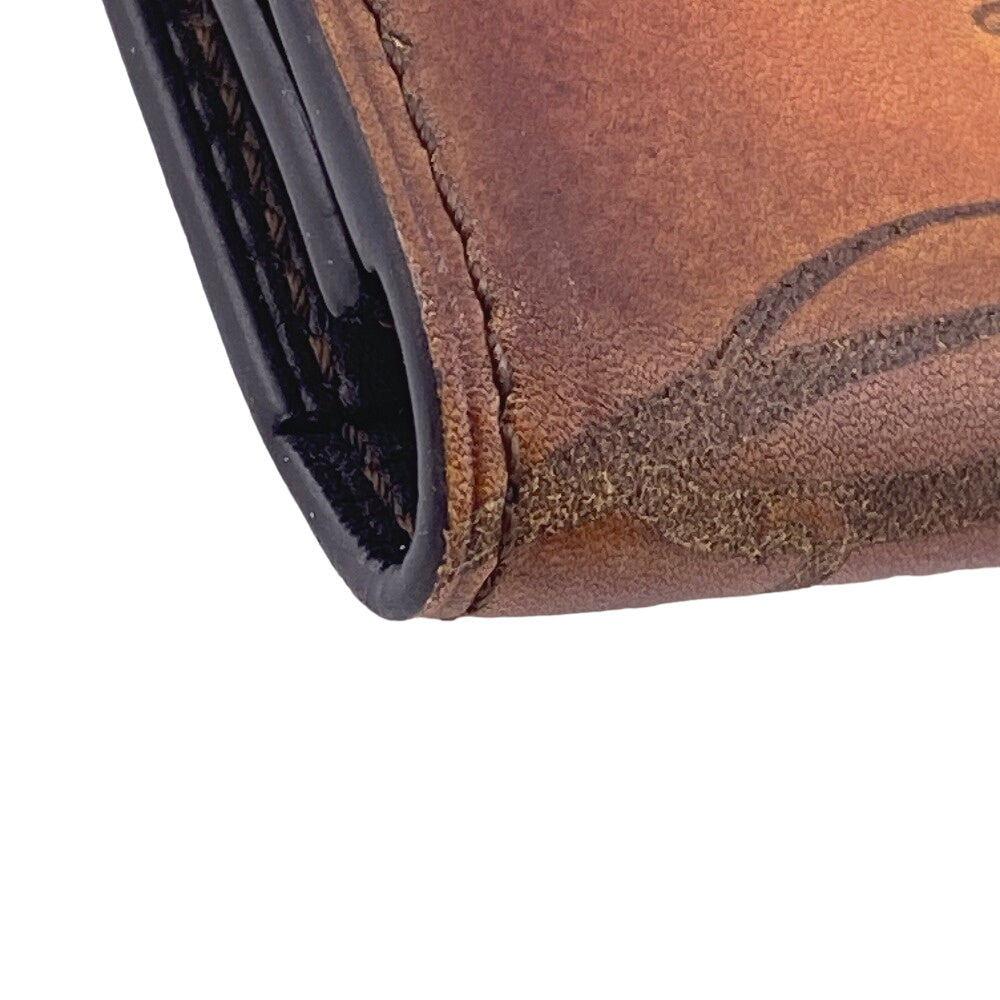 Berluti Card Case leather Brown name card holder Calligraphy Hall mark mens Used Authentic