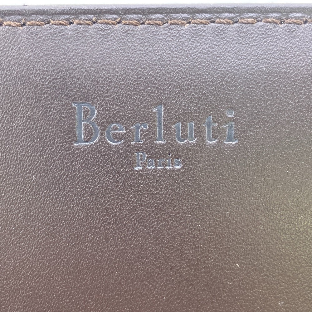 Berluti Card Case leather Brown name card holder Calligraphy Hall mark mens Used Authentic