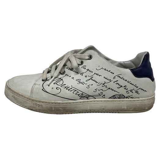 Berluti sneakers leather White Calligraphy Play time mens 8 Used Authentic