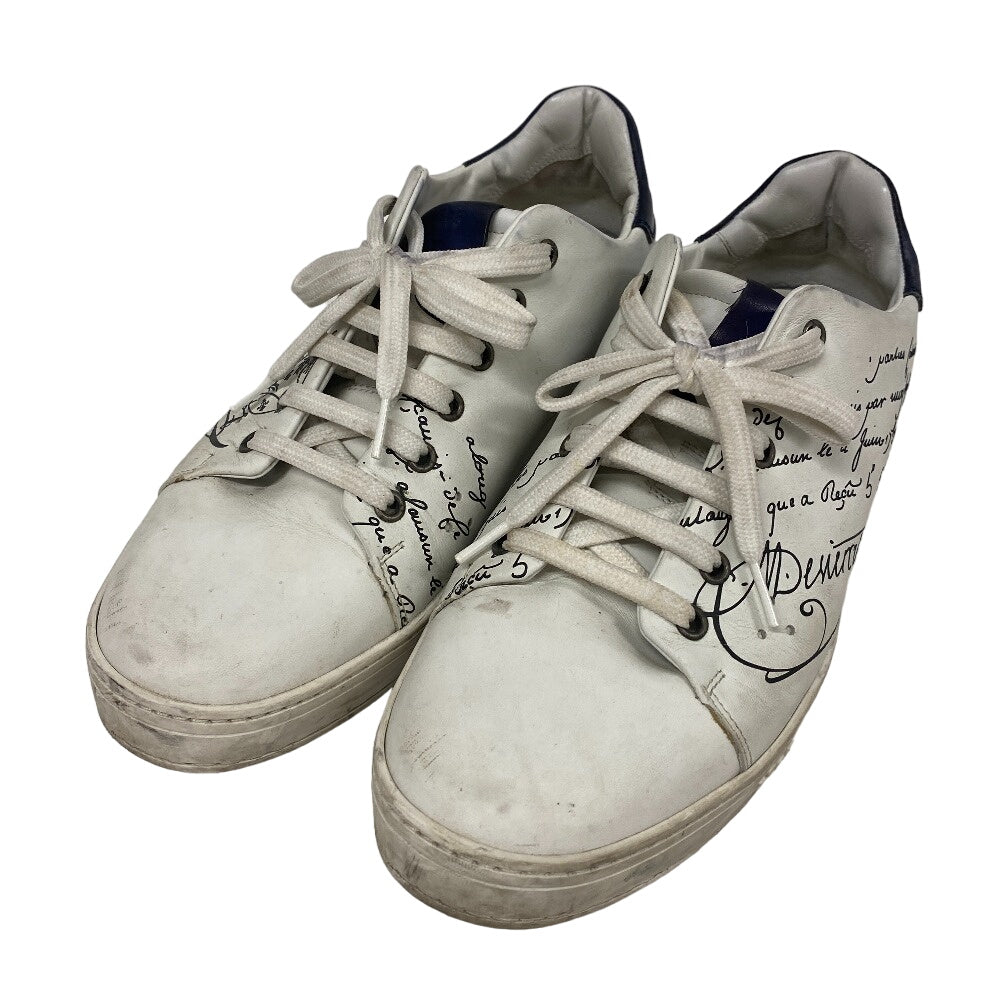 Berluti sneakers leather White Calligraphy Play time mens 8 Used Authentic