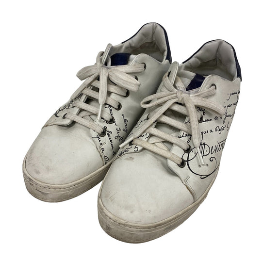 Berluti sneakers leather White Calligraphy Play time mens 8 Used Authentic