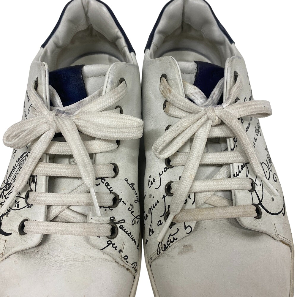 Berluti sneakers leather White Calligraphy Play time mens 8 Used Authentic