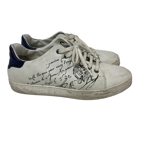 Berluti sneakers leather White Calligraphy Play time mens 8 Used Authentic