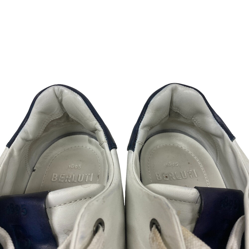Berluti sneakers leather White Calligraphy Play time mens 8 Used Authentic