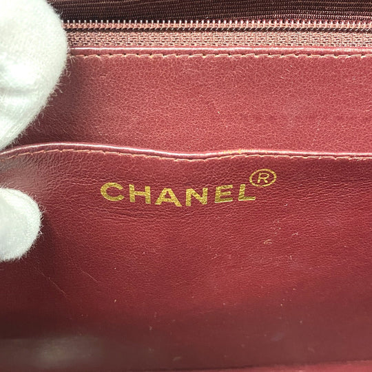 CHANEL Shoulder Bag lambskin black Single flap Double Chain COCO Mark Deca Trasse Women Used Authentic