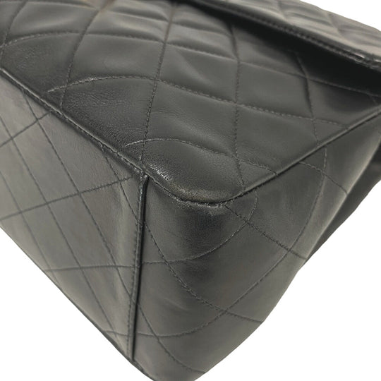 CHANEL Shoulder Bag lambskin black Single flap Double Chain COCO Mark Deca Trasse Women Used Authentic