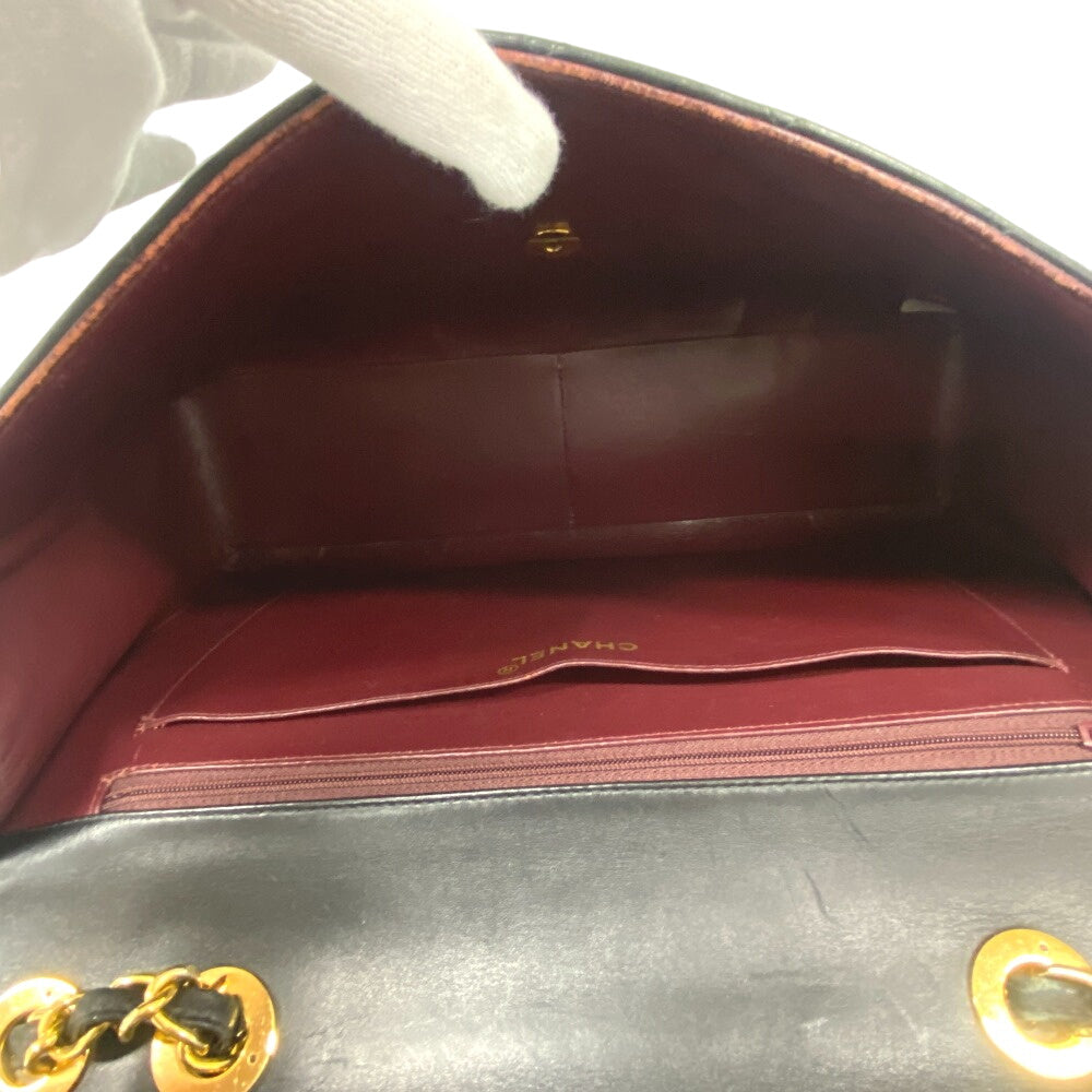 CHANEL Shoulder Bag lambskin black Single flap Double Chain COCO Mark Deca Trasse Women Used Authentic