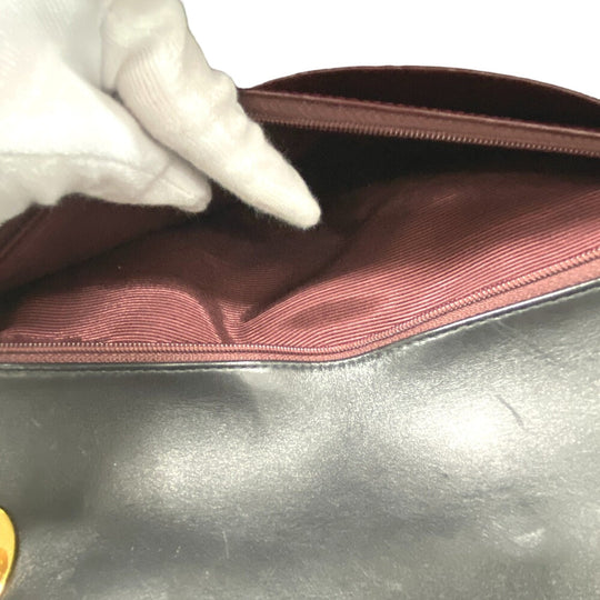 CHANEL Shoulder Bag lambskin black Single flap Double Chain COCO Mark Deca Trasse Women Used Authentic