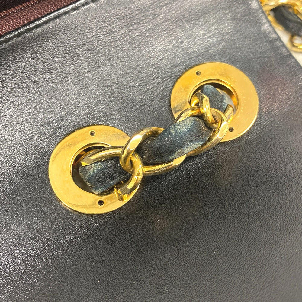 CHANEL Shoulder Bag lambskin black Single flap Double Chain COCO Mark Deca Trasse Women Used Authentic