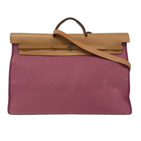 HERMES Handbag canvas pink 2WAY Shoulder Bag Herbag zip cabin Women(Unisex) Used Authentic