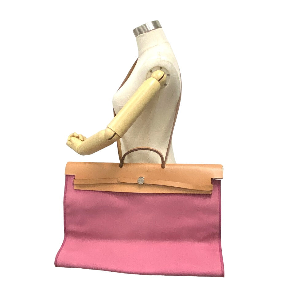 HERMES Handbag canvas pink 2WAY Shoulder Bag Herbag zip cabin Women(Unisex) Used Authentic