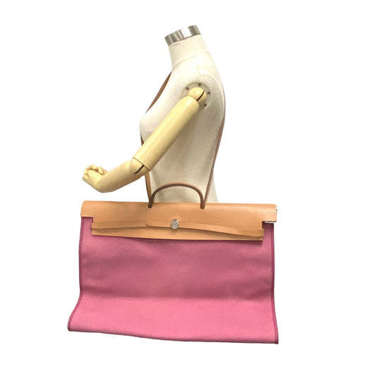 HERMES Handbag canvas pink 2WAY Shoulder Bag Herbag zip cabin Women(Unisex) Used Authentic