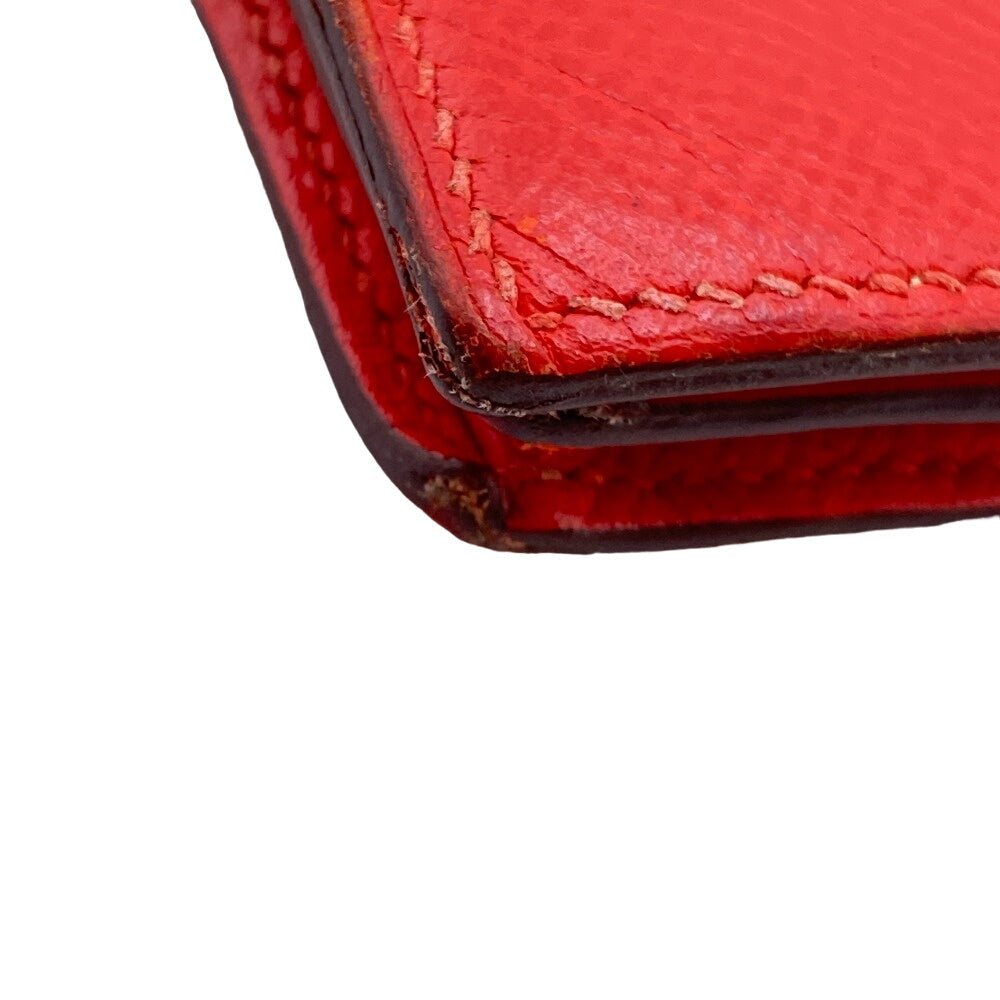 HERMES Long Wallet Purse Epsom Red 2016 Beansufla Women Used Authentic