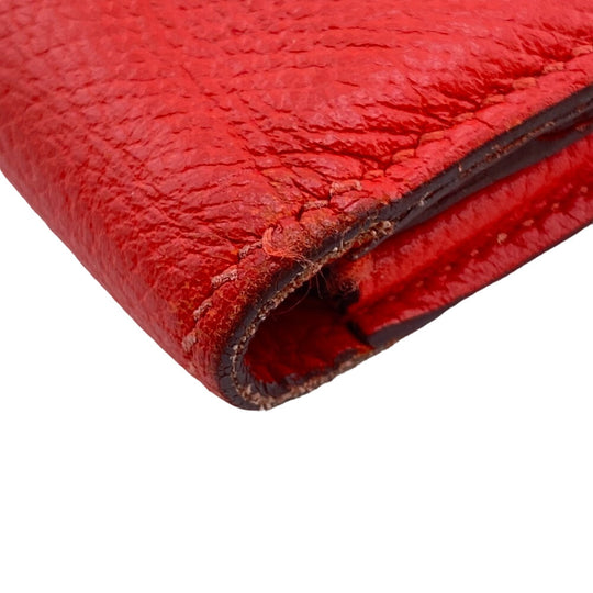 HERMES Long Wallet Purse Epsom Red 2016 Beansufla Women Used Authentic