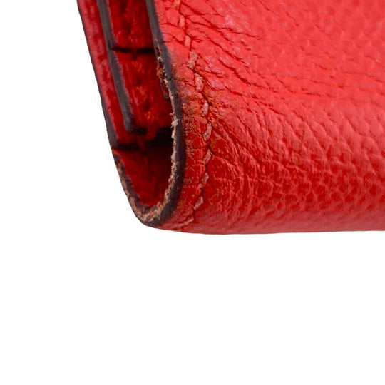 HERMES Long Wallet Purse Epsom Red 2016 Beansufla Women Used Authentic