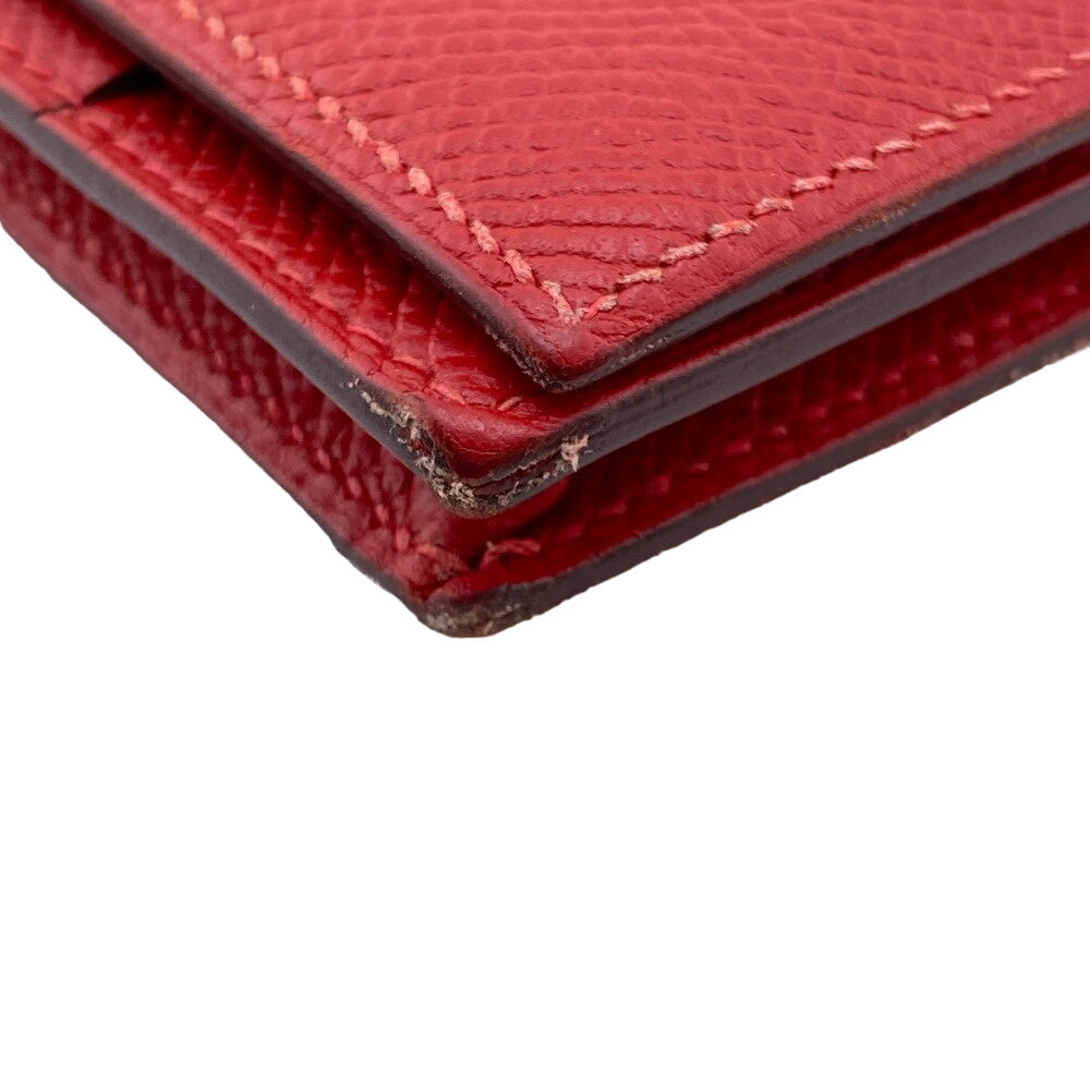 HERMES Long Wallet Purse Epsom Red 2015 Beansufla Women Used Authentic