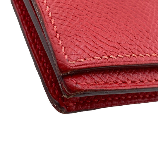 HERMES Long Wallet Purse Epsom Red 2015 Beansufla Women Used Authentic