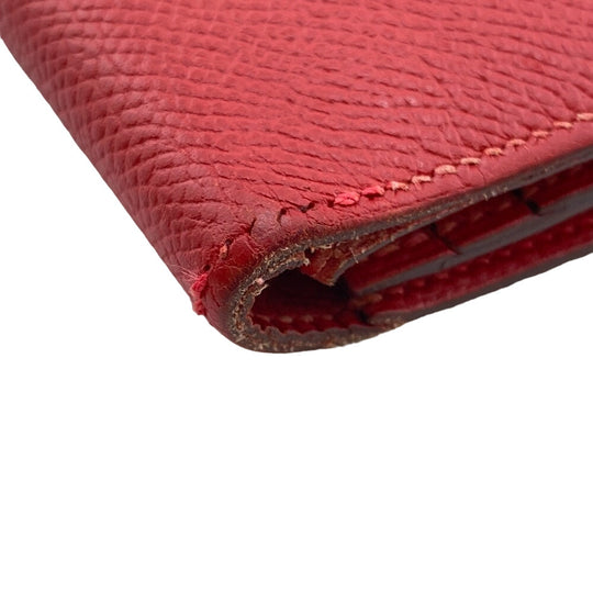 HERMES Long Wallet Purse Epsom Red 2015 Beansufla Women Used Authentic