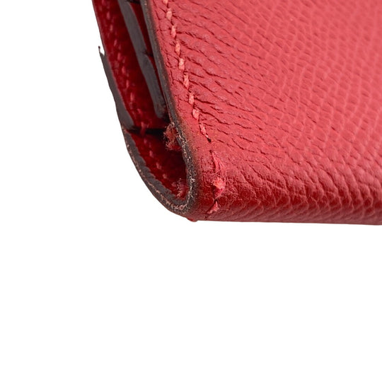 HERMES Long Wallet Purse Epsom Red 2015 Beansufla Women Used Authentic